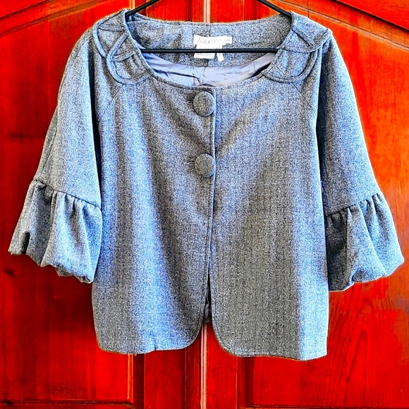 Vintage - Neslay Gray Tweed Short Jacket , Size L, VTG, EUC - Picture 3 of 15